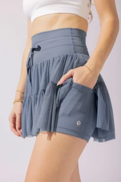Pirouette Tiered Skort - Blue Mist -Popflex Store 18 OPF4639 Edit