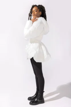 Pearl Peplum Puffer Jacket - White -Popflex Store 31 OPF0215