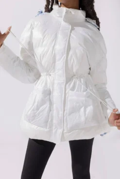 Pearl Peplum Puffer Jacket - White -Popflex Store 4 OPF0055