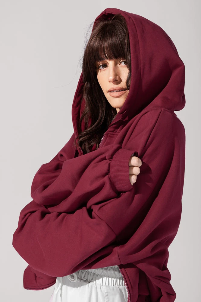 Zip Cloud Hoodie - Crimson 2 Zip Cloud Hoodie - Crimson - Image 2