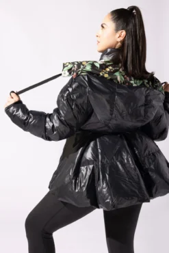 Pearl Peplum Puffer Jacket - Black -Popflex Store 48 OPF0312