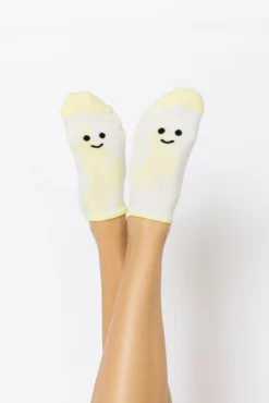 Happy Face Low Rise Socks - Yellow Tie Dye
