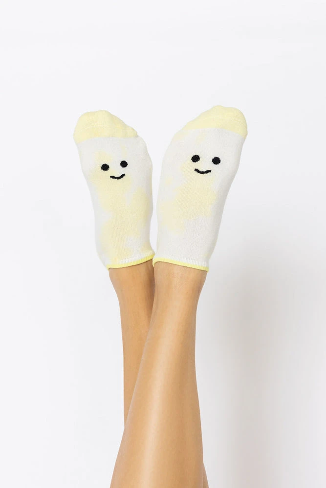 Happy Face Low Rise Socks - Yellow Tie Dye 1 Happy Face Low Rise Socks - Yellow Tie Dye