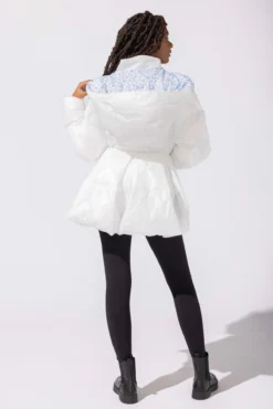 Pearl Peplum Puffer Jacket - White -Popflex Store 7 OPF0069