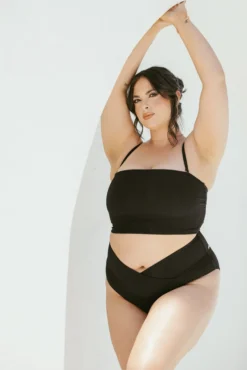 Crisscross HourglassĀ® Cheeky Bikini Bottoms - Black Rib