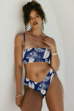 Sandbar Strapless Top - Blue Palm