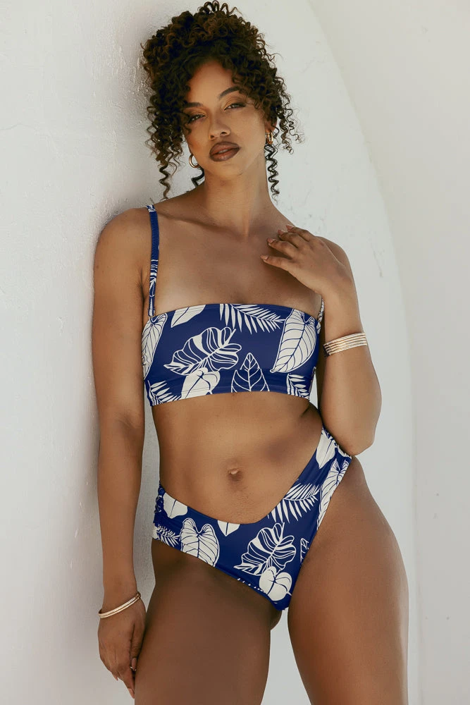 Sandbar Strapless Top - Blue Palm 1 Sandbar Strapless Top - Blue Palm