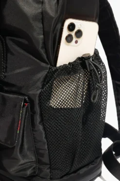Athena Backpack - Black 17 Athena Backpack - Black -Popflex Store BF PF Black Backpack Phone Pocket Detail