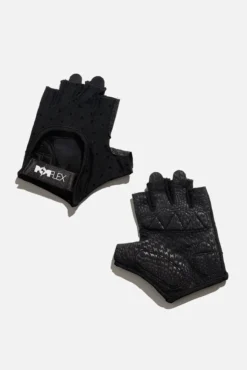 Luxe Mesh Training Gloves - Black Dot -Popflex Store BF PF Black PokaDot Mesh Gloves Alternating