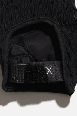 Luxe Mesh Training Gloves - Black Dot -Popflex Store BF PF Black PokaDot Mesh Gloves Velcro Detail