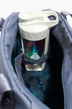 Delilah Duffle - Blue Mist -Popflex Store BF PF BlueMist Duffle Bag X Pocket Bottle Detail