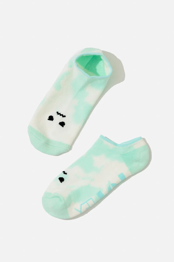 Angry Face Low Rise Socks - Green Tie Dye 2 Angry Face Low Rise Socks - Green Tie Dye - Image 2