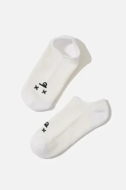 Dead Face Low Rise Socks - White -Popflex Store BF PF Emo Ankle Socks Ivory Edit