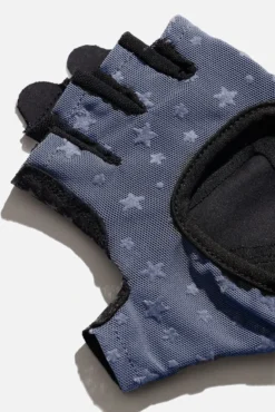 Luxe Mesh Training Gloves - Navy Stars -Popflex Store BF PF Gray Star Mesh Gloves Pattern Detail Edit