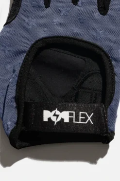 Luxe Mesh Training Gloves - Navy Stars -Popflex Store BF PF Gray Star Mesh Gloves Strap Detail Edit