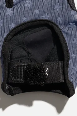 Luxe Mesh Training Gloves - Navy Stars -Popflex Store BF PF Gray Star Mesh Gloves Velcro Detail Edit