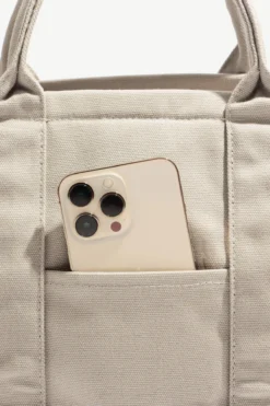 Sloane Tote - Taupe -Popflex Store BF PF Khaki ToteBag Phone Pocket Back