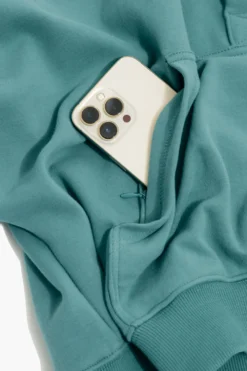 Ooey Gooey Half Zip Sweater - Turquoise -Popflex Store BF PF OoeyGooey Half Zip Hidden Pocket Emerald Edit