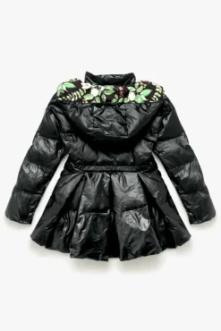 Pearl Peplum Puffer Jacket - Black -Popflex Store BF PF Pearl Puffer Coat Black Back Edit
