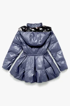 Pearl Peplum Puffer Jacket - Navy -Popflex Store BF PF Pearl Puffer Coat Navy Back Edit