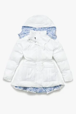 Pearl Peplum Puffer Jacket - White -Popflex Store BF PF Pearl Puffer Coat White Front Edit