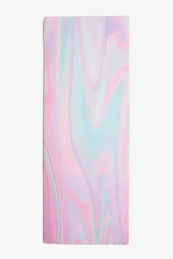 CloudCushion Vegan Suede Yoga Mat - Prismatic 0.5” Thick -Popflex Store BF PF Pink Prisma Thick YogaMat Flat FrontView