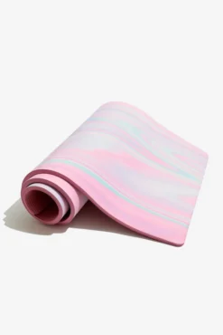 CloudCushion Vegan Suede Yoga Mat - Prismatic 0.5” Thick -Popflex Store BF PF Pink Prisma Thick YogaMat Half Rolled