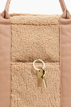 Sherpa Sloane Tote - Brown Bear -Popflex Store BF PF Sloane Sherpa Tote Back Pocket