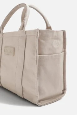 Small Sloane Tote - Taupe -Popflex Store BF PF Sloane Tote Side Pocket Detail Taupe