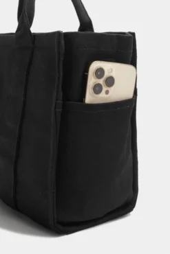 Small Sloane Tote - Black -Popflex Store BF PF Sloane Tote Side Pocket Phone Detail Black