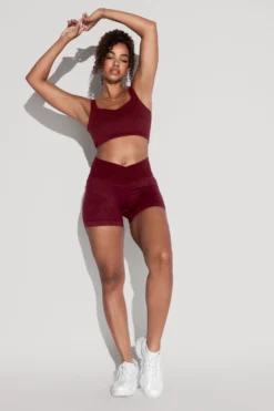 Crisscross Hourglass® Seamless Midi Shorts - Garnet -Popflex Store BeMySweetheartCropTop CCHGShorts Garnet 2561 Edit