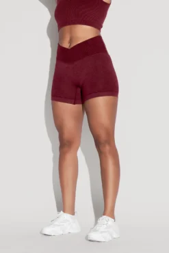 Crisscross Hourglass® Seamless Midi Shorts - Garnet -Popflex Store BeMySweetheartCropTop CCHGShorts Garnet 2602 Edit