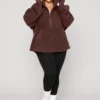 Big Hug Fleece Half Zip Sweater - Chocolate