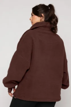 Big Hug Fleece Half Zip Sweater - Chocolate -Popflex Store BigHugFleeceHalfZipSweater Chocolate E1020 02683 Edit