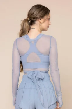 Bow Back Long Sleeve Mesh Top - Blue Storm -Popflex Store BowBackLongSleeveMeshTop BlueStorm B1029 02450