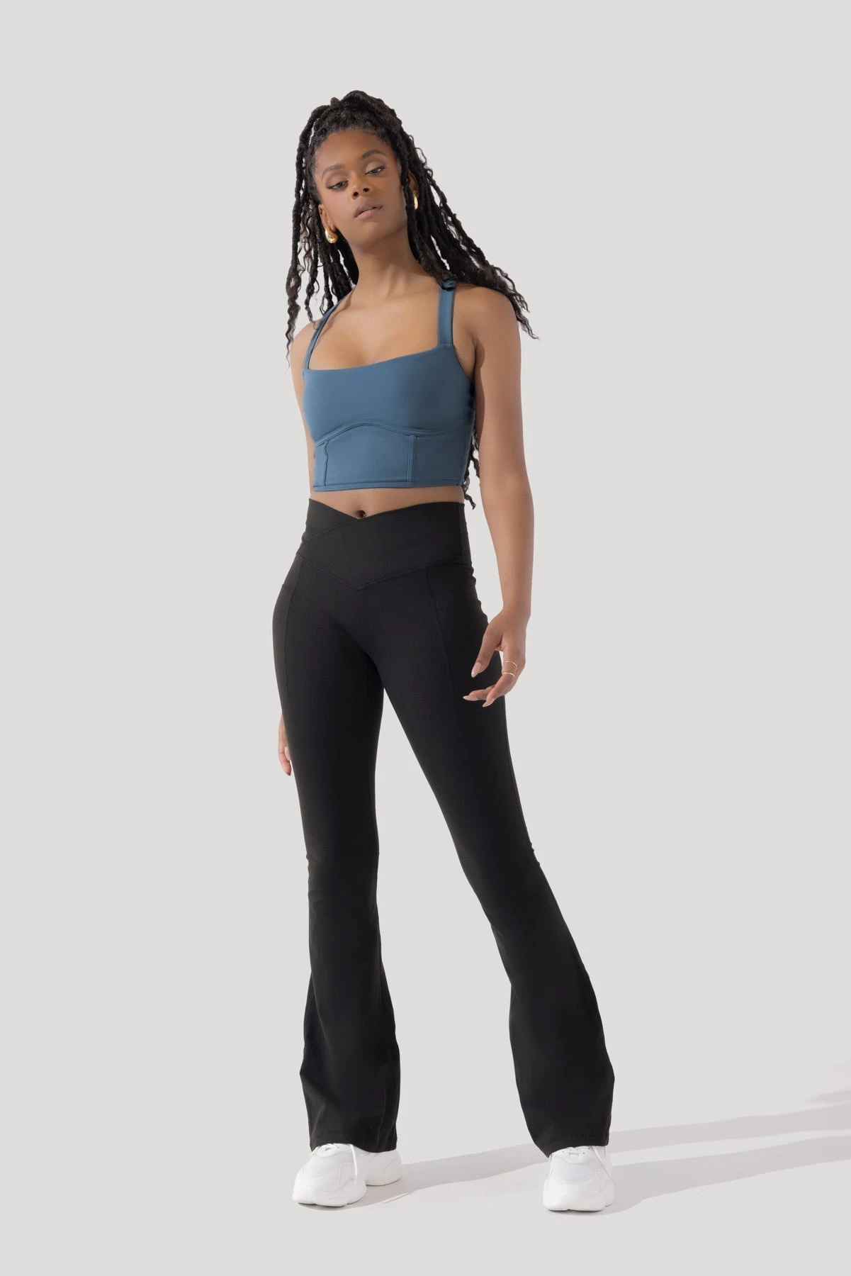 Crisscross Hourglass® Flared Leggings With Pockets - Black 1 Crisscross Hourglass® Flared Leggings With Pockets - Black