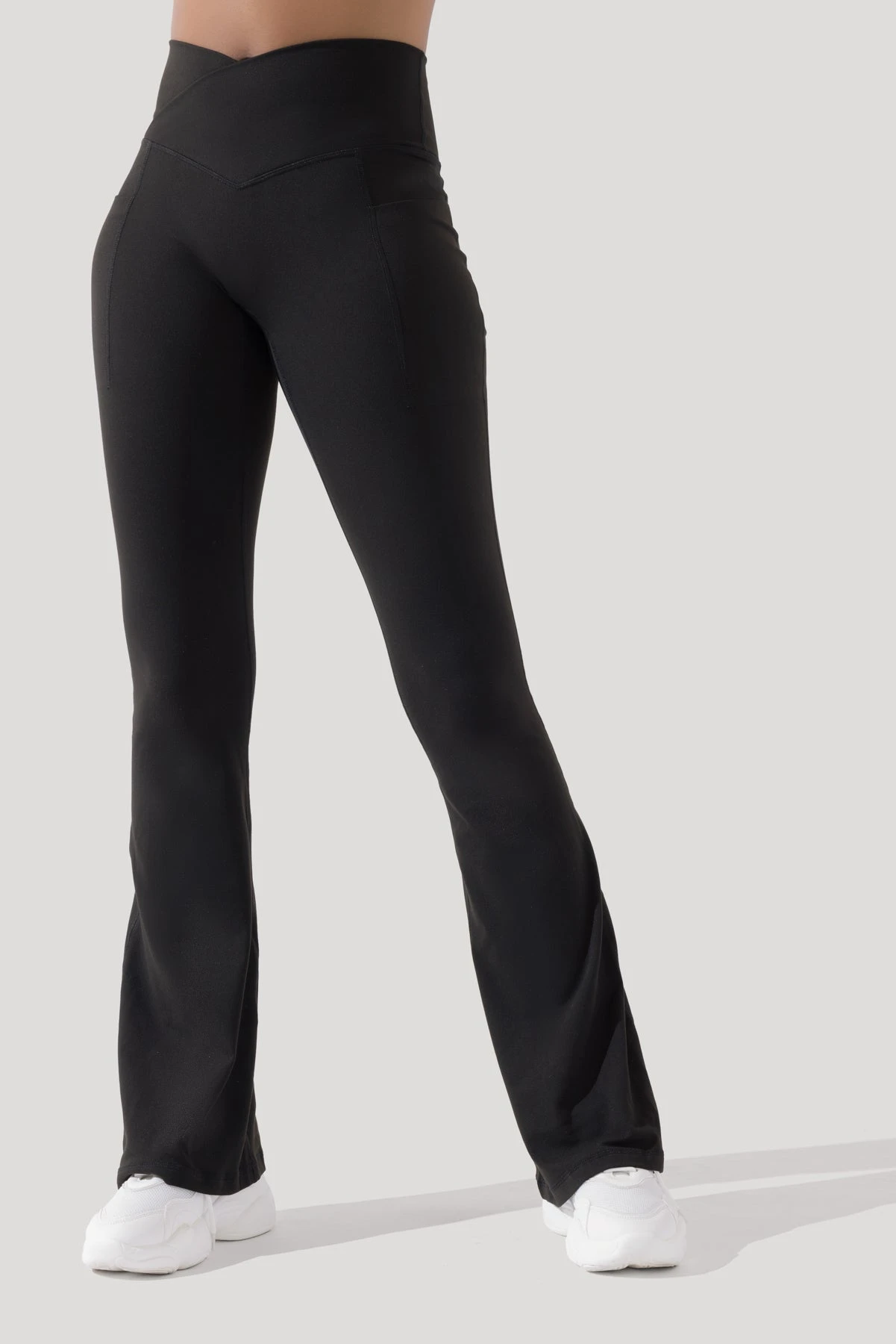 Crisscross Hourglass® Flared Leggings With Pockets - Black 7 Crisscross Hourglass® Flared Leggings With Pockets - Black - Image 7