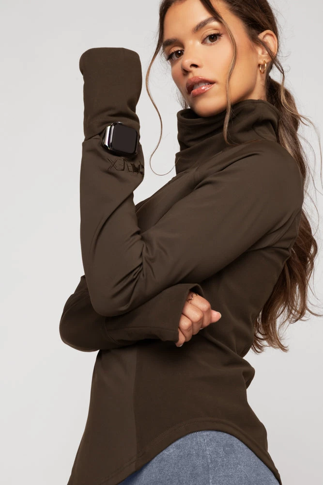 Chasing Pavements Mockneck Pullover - Dark Brown 1 Chasing Pavements Mockneck Pullover - Dark Brown