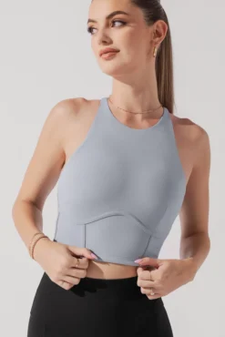 Cleo Corset Crop Bralette - Blue Stone -Popflex Store CleoCropBra BlueStone A1003 0865 Edit
