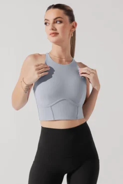 Cleo Corset Crop Bralette - Blue Stone -Popflex Store CleoCropBra BlueStone A1003 0869 Edit