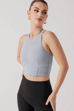 Cleo Corset Crop Bralette - Blue Stone -Popflex Store CleoCropBra BlueStone A1003 0872 Edit