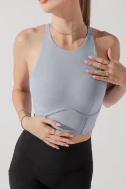 Cleo Corset Crop Bralette - Blue Stone -Popflex Store CleoCropBra BlueStone A1003 0890 Edit