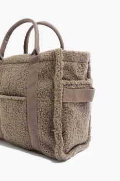Small Sherpa Sloane Tote - Warm Ash -Popflex Store CopyofBF PF Slaone Sherpa Small Tote Left Side