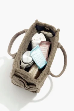 Small Sherpa Sloane Tote - Warm Ash -Popflex Store CopyofBF PF Sloane Sherpa Small Tote WarmAsh Inside Full