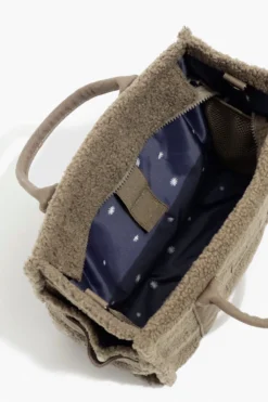 Small Sherpa Sloane Tote - Warm Ash -Popflex Store CopyofBF PF Sloane Sherpa Small Tote WarmAsh Tablet Pocket