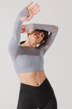 Coquette Long Sleeve Mesh Bra - Blue Stone -Popflex Store CoquetteLongSleeveMeshBra BlueStone 1032 0063 Edit