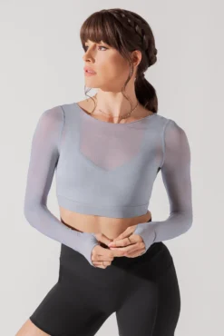 Coquette Long Sleeve Mesh Bra - Blue Stone -Popflex Store CoquetteLongSleeveMeshBra BlueStone 1032 0066 Edit