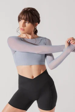 Coquette Long Sleeve Mesh Bra - Blue Stone -Popflex Store CoquetteLongSleeveMeshBra BlueStone 1032 0070 Edit