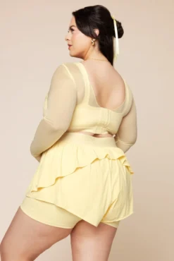 Coquette Long Sleeve Mesh Bra - Buttercream -Popflex Store CoquetteLongSleeveMeshBra FrenchButtercream 1032 01130 Edit