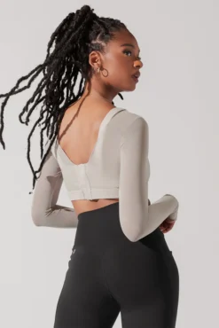 Coquette Long Sleeve Mesh Bra - Grey Pearl -Popflex Store CoquetteLongSleeveMeshBra GreyPearl 1032 0035 Edit